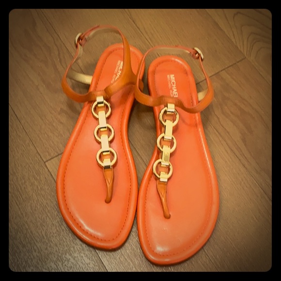 Michael Kors Shoes - Michael kors orange sandals size 9